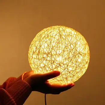 3D Rotangpalmas Bumbu LED Nakts Apgaismojums, Necaurspīdīgums Mēness Lampa Ar Stiprinājuma Mājas Guļamistaba Dekori Ziemassvētku Dāvanas