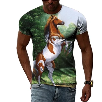 Jauno Modes Dzīvnieku Zirgu t krekls vīriešiem Vasarā Gadījuma 3D Drukas grafikas t krekli Personības Tendenci Hip Hop īsām piedurknēm t-krekli