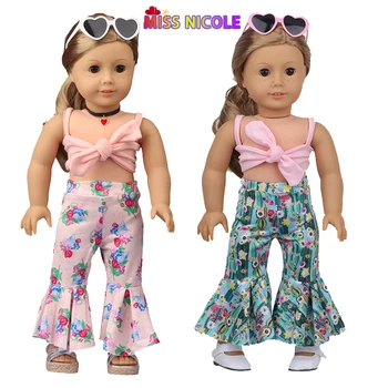 Lelles, Aksesuāri Vasaras Atsvaidzinošu Bikini Rozā Bowknot peldkostīms Sunglass 18 collu American Doll Par meitenītes Dzimšanas dienas Dāvana