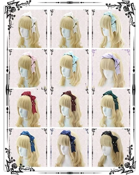 Roku Darbs Self-Dizaina Lolita Hairband Pleds Čeku Lente Priekšgala Atslēgu Piekariņu Gudrs Galvas Stīpa