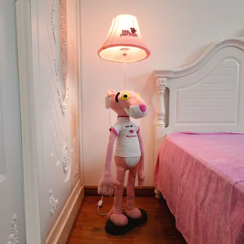 Rozā Leopards grīdas lampas, nakts lampas guļamistabas studentu kopmītnē LED grīdas lampa radošo cute karikatūra bērnu acu aizsardzību lampas